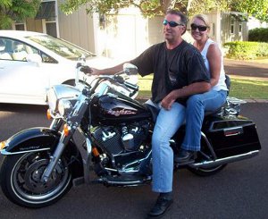 TaskAssure founder Shawn and wife Pamela, with their own motorcycle, 2010