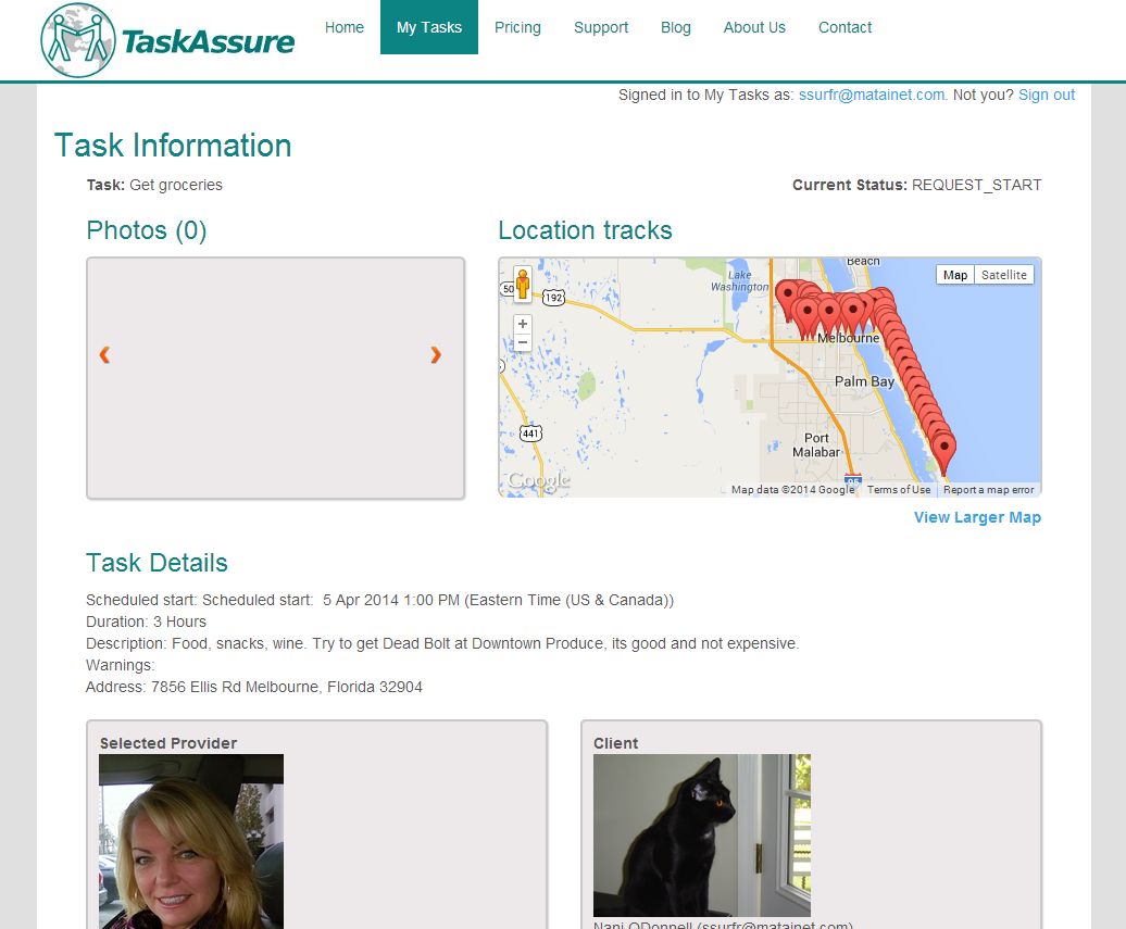 screen shot of Task Assure task details